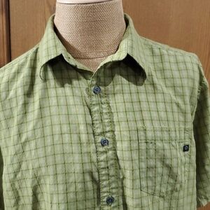 Marmot green yellow gingham checkered plaid short sleeve shirt
